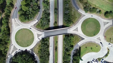 Symmetrical Highway Roundabout Interchange Stock Footage 334904053
