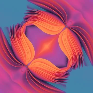 Symmetrical illustration of a stack of wavy abstract shapes. 3d rendering 스톡 일러스트