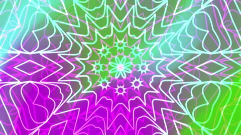 Symmetrical kaleidoscope overlay pattern with radiating, floral like designs Stock Footage 320872645