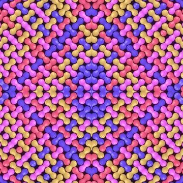 Symmetrical kaleidoscopic 3D pattern in pink and blue tones 스톡 일러스트