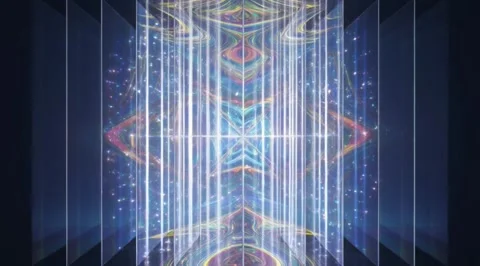 Symmetrical light blast effect Psychedelic iridescent holographic energy burst Stock Footage 331456294