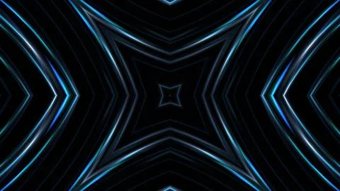 Symmetrical lines glow in deep blue against black Stock Illustration