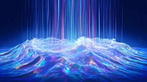 Symmetrical loop of abstract spheres moving between glowing columns Stock Footage 331461829