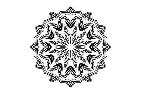 Symmetrical Mandala Design Central Circle Radiating Arms 스톡 일러스트
