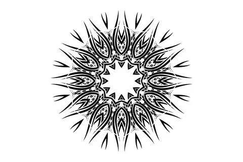 Symmetrical Mandala Design Floral Pattern Star Center Illustrazione stock