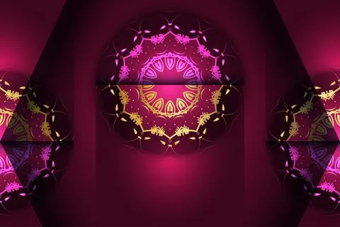 Symmetrical Mandala Pattern With Geometric Floral And Kaleidoscope Elements Ilustração Stock