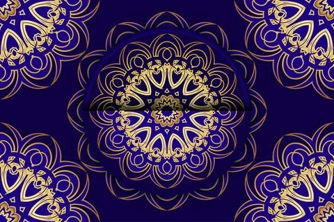 Symmetrical Mandala Pattern With Geometric Floral And Kaleidoscope Elements Illustrazione stock