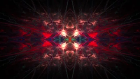 Symmetrical mirrored pulsating motion of multicolor beams Stock Footage 154707482