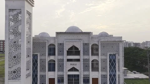 Symmetrical Mosque Architecture Captured by Drone Stock Footage 334601839