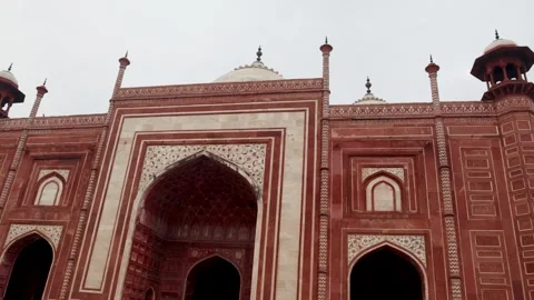 Symmetrical Mughal Monument Gateway Showcasing Traditional Indian Architecture Stock Footage 339765532