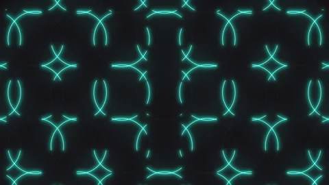 Symmetrical neon blue circle pattern on black background Stock Footage 297617911