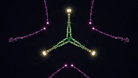 Symmetrical Neon Light Trails Create Abstract Kaleidoscope. Stock Footage 328703447