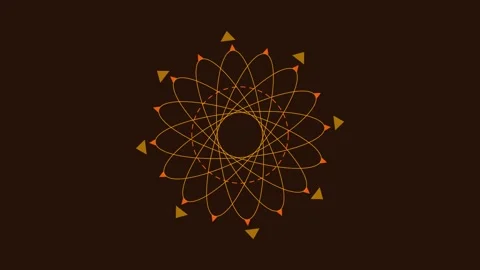 Symmetrical orange geometric pattern on a dark brown background Stock Footage 338309947