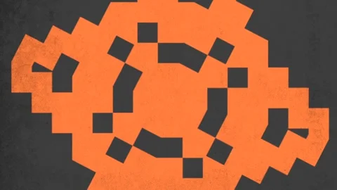 Symmetrical orange pixel pattern abstract, modern design for web or graphic Stock Footage 253974394