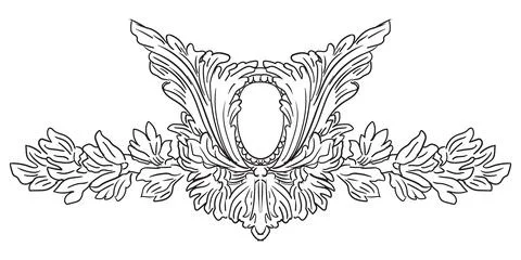 Symmetrical ornament hand drawing element with acanthus vector Stock Illustration