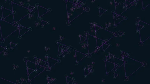 Symmetrical overlapping triangles in purple and green line pattern Stock Footage 253968642