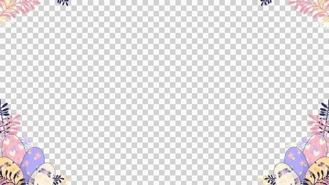Symmetrical pastel Easter eggs and florals are forming flat design border, 库存插图