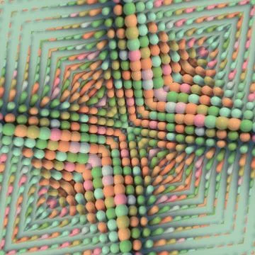 A symmetrical pastel pattern made up of multicolored capsules Stock Illustration