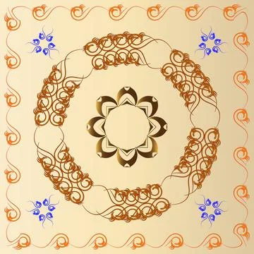 A symmetrical pattern of abstract shapes creates an ornament Stock Illustration