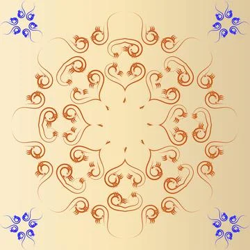 A symmetrical pattern of abstract shapes creates an ornament Stock Illustration