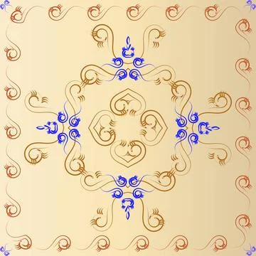 A symmetrical pattern of abstract shapes creates an ornament Stock Illustration