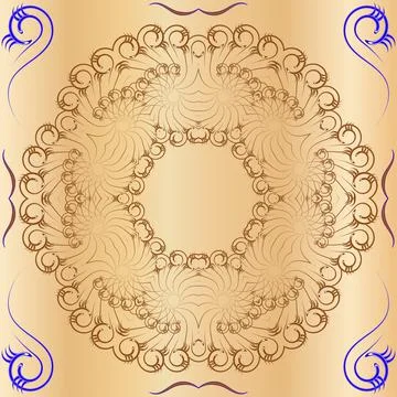 A symmetrical pattern of abstract shapes creates an ornament Stock Illustration