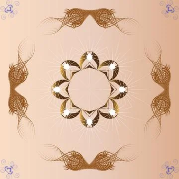 A symmetrical pattern of abstract shapes creates an ornament Stock Illustration