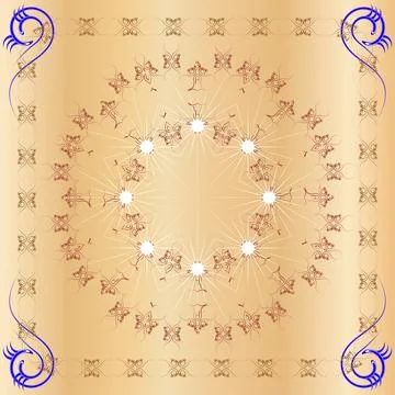 A symmetrical pattern of abstract shapes creates an ornament Stock Illustration