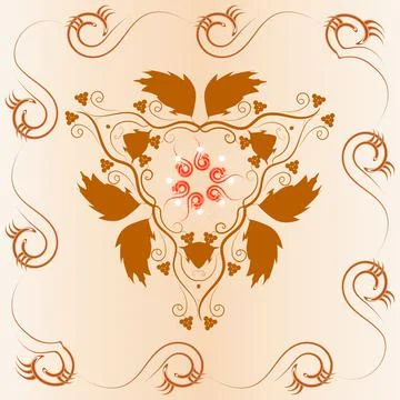 A symmetrical pattern of abstract shapes creates an ornament Stock Illustration