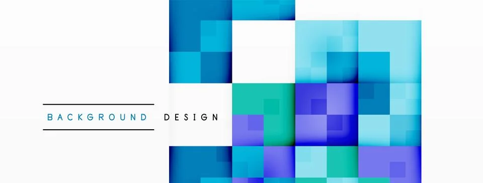 Symmetrical pattern of azure rectangles on a blue and white background Stock Illustration