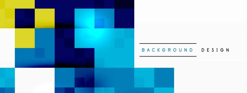 Symmetrical pattern of azure rectangles on electric blue and yellow background Stock Illustration