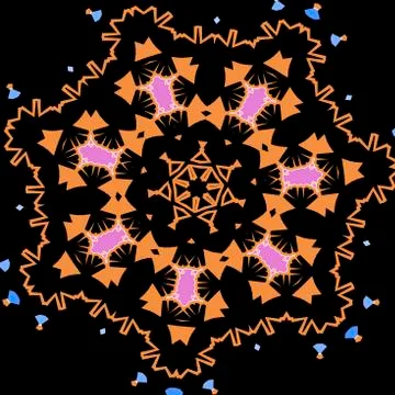 Symmetrical pattern on a black background. Illustrazione stock