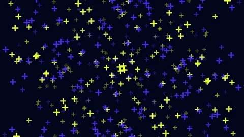 Symmetrical pattern of blue and yellow crosses on black background Vídeos de archivo 282781471