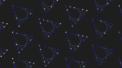 Symmetrical pattern of blue triangles on black background Stock Footage 253959981