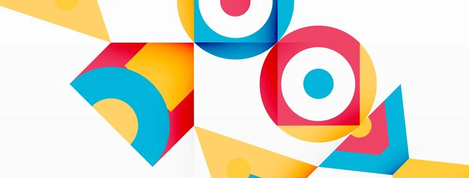 Symmetrical pattern of circles triangles in electric blue, on white background Stock Illustration