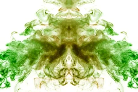 Symmetrical pattern of dark green and burgundy red color on a white isolated  Stock Photos