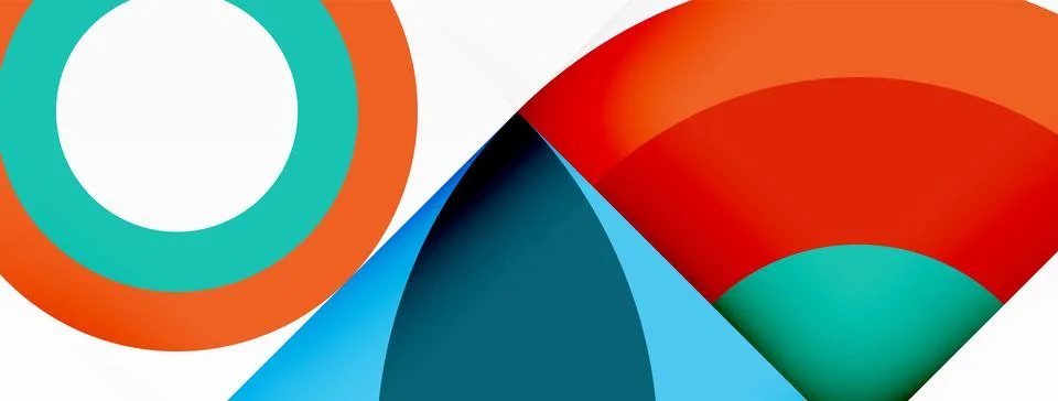 Symmetrical pattern of electric blue and fiery red circles on a white background Stock Illustration