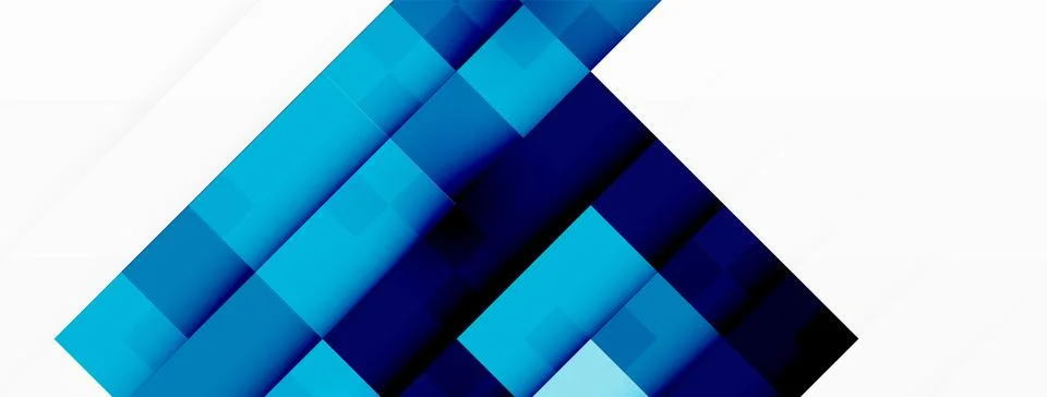Symmetrical pattern of electric blue rectangles on a white background Stock Illustration