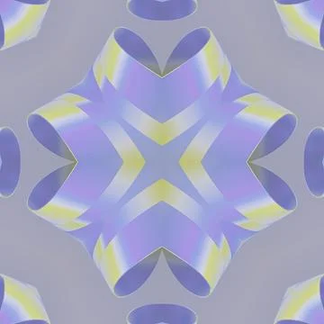 A symmetrical pattern in the form of a four-petal flower. Pearlescent 3D ribbons Stock Illustration