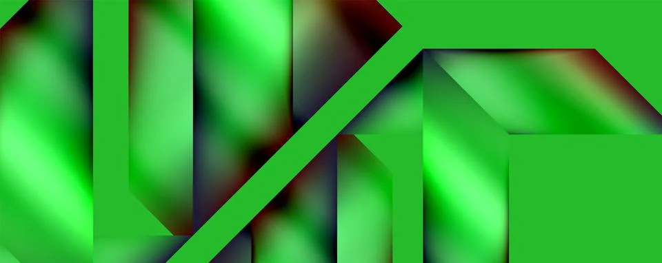 Symmetrical pattern of green triangles with hints of magenta and electric blue Stock Illustration