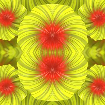 Symmetrical pattern of magical alien flowers. 3d rendering digital illustrati Stock Illustration