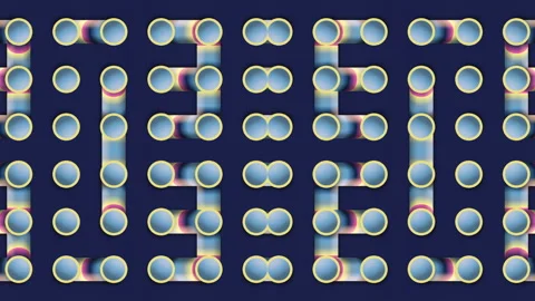 Symmetrical pattern with moving iridescent gradient. 3d render digital animation Stock Footage 231117997