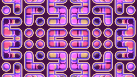 Symmetrical pattern with moving trendy gradient. 3d render digital animation 4K Stock Footage 227713358