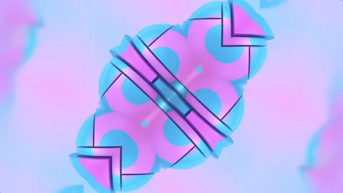 Symmetrical pattern of multilayered objects in bright pink and blue. 3d render Stock Footage 286099830