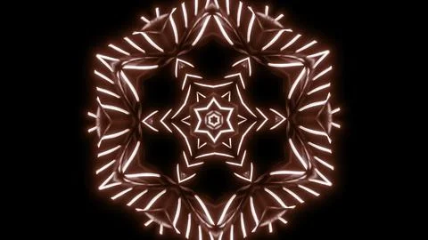 Symmetrical pattern with neon starry kaleidoscope. Design. Mirror reflection of Stock Illustration