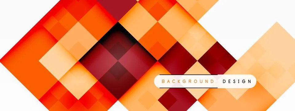 Symmetrical pattern of orange and red squares on white background Stock Illustration