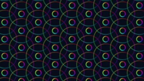 Symmetrical pattern of overlapping circles on black background Stock Footage 275595383