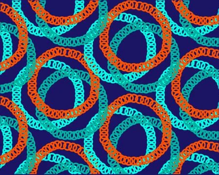 Symmetrical pattern set of bright colored circles on blue background Stock Illustration