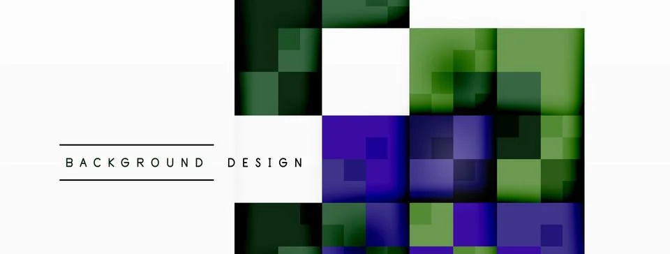 Symmetrical patterns of colorful rectangles in electric blue and violet tones Stock Illustration