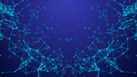 Symmetrical plexus pattern, on a blue background Stock Illustration